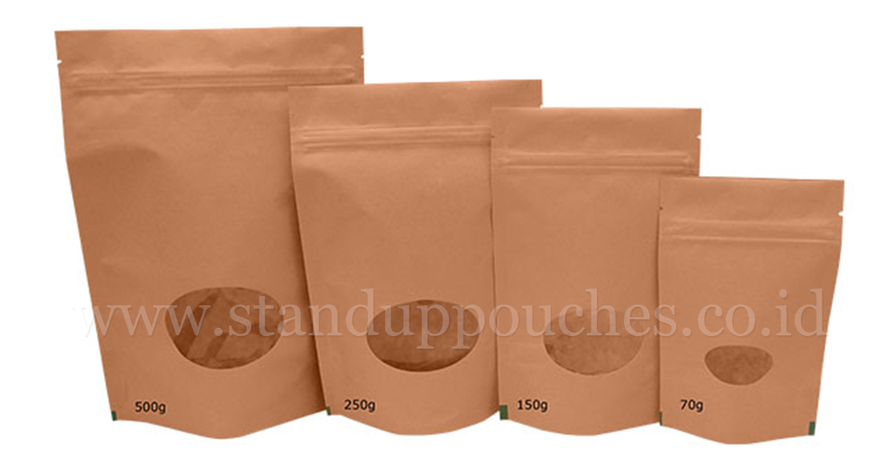 Brown paper bags with oval window