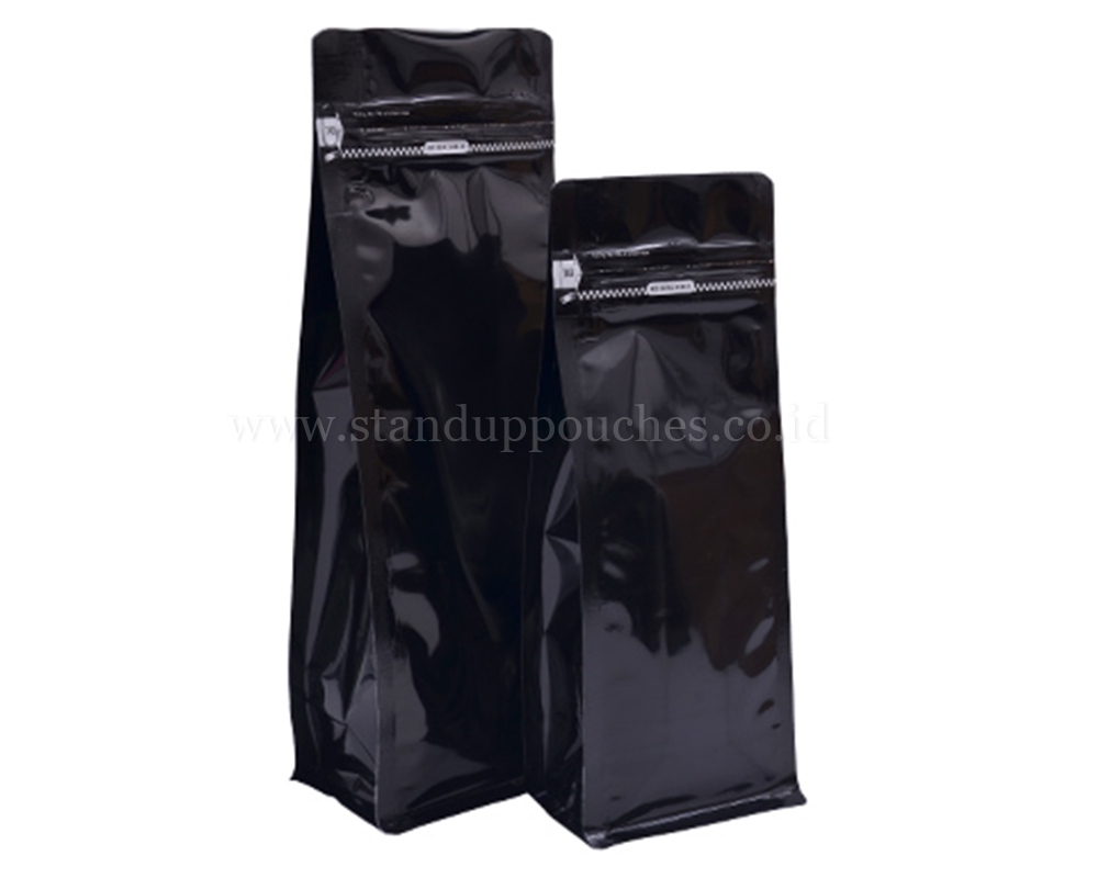 Shiny Black Pouches with Tear Off Zipper