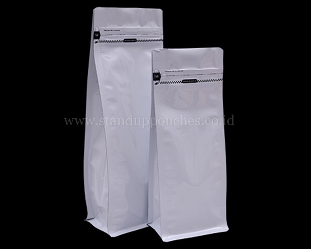 Shiny White Pouches with Tear Off Zipper